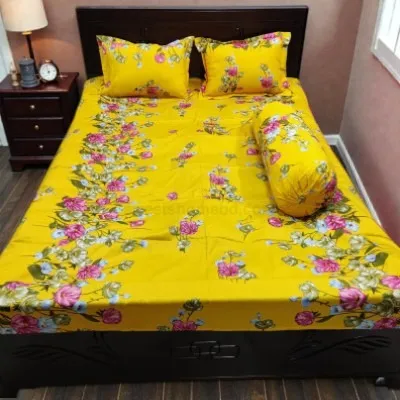 Twill Cotton Bed Sheet Set with Bolster Cover, 2 Colours