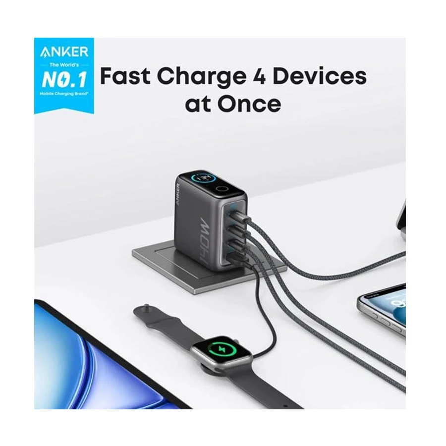 Anker B2697 140W 4-Port PD 3.1 Charger with USB-C Cable Dark Gray (US)
