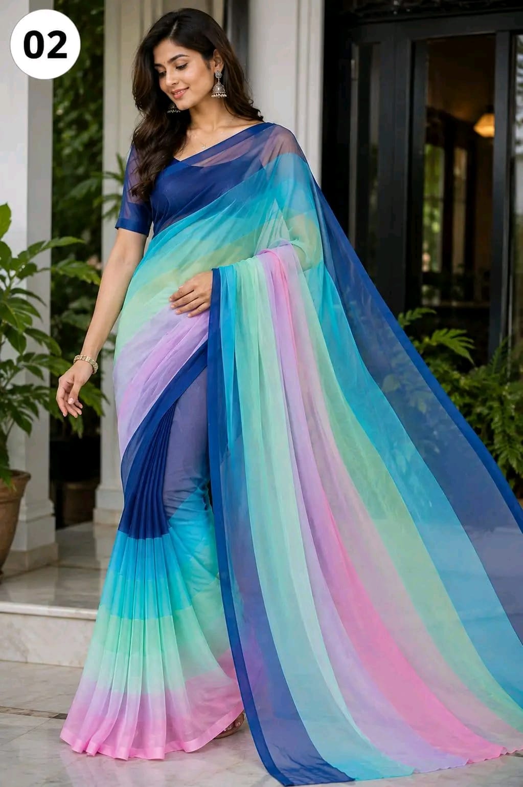 Rongdhonu Georgette Saree with Matching Blouse Piece