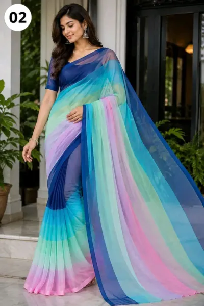Rongdhonu Georgette Saree with Matching Blouse Piece