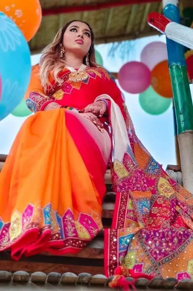 Weightless Soft Silk Saree with Sequin Dollar Work and Tassels