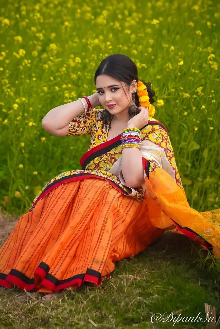 Soft Silk Digital Print Eid Saree with Tasselled Anchal