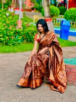 Women's Banarasi Silk Katan Saree, Golden Thread, 3 Colours