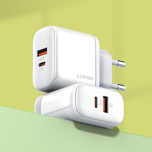 LDNIO 45W PD Charger USB + USB-C (A2526C) – White Color