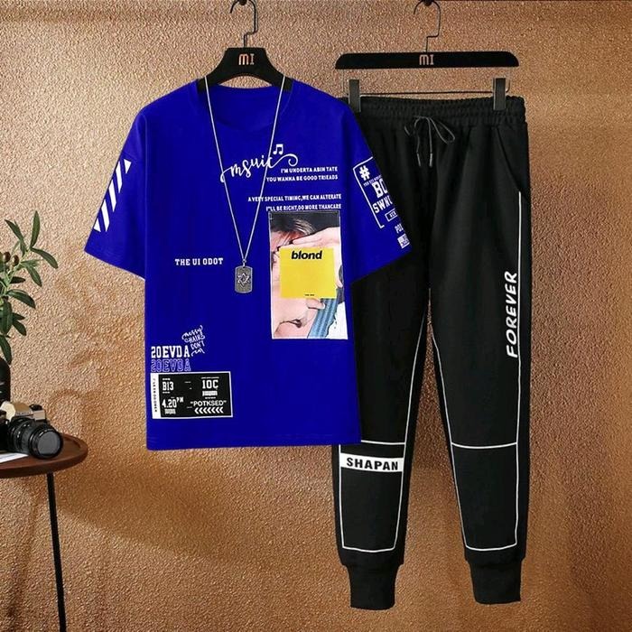 Men's Mesh Fabric T-Shirt and Full Pant Set, 6 Colours
