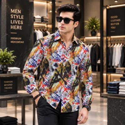 Men's Full Sleeve Micro Stitch Digital Print Shirt, M to XXL