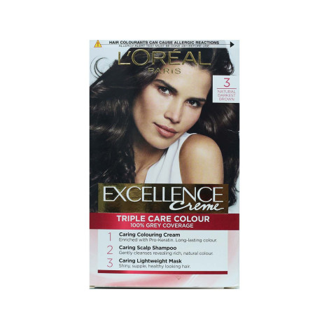L'Oreal Excellence Creme Triple Care Colour - 3 Natural Darkest Brown (Belgium)