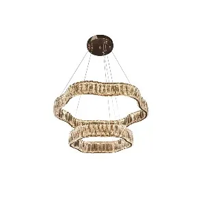 Qulik Double Tier Wave Luxury LED Crystal Chandelier Pendant Light (QL-D8872-600-400)