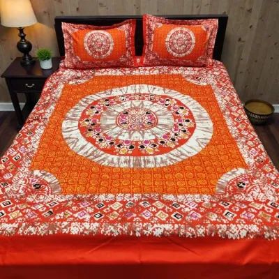 Pure Panel Cotton Bed Sheet with 2 Pillow Covers, 6 Colours