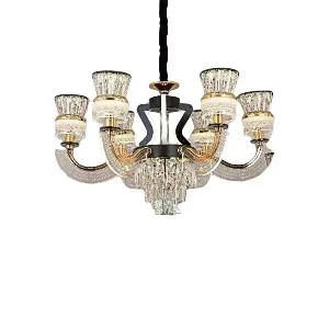 Qulik Modern Nordic Crystal Chandelier Decoration Pendant Hanging Single layer 3 color LED Ceiling Light (QL-601-6)