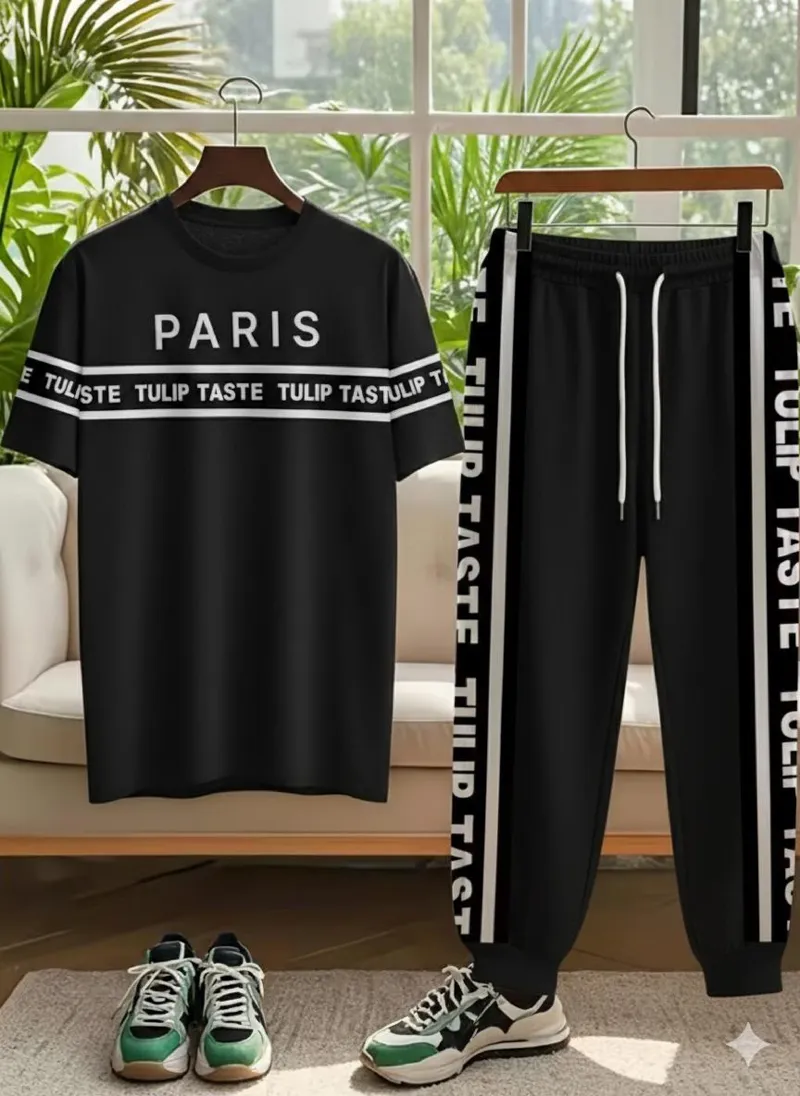 Men's Mesh Jersey Drop Shoulder Tee and Trouser Combo, 2 Colours