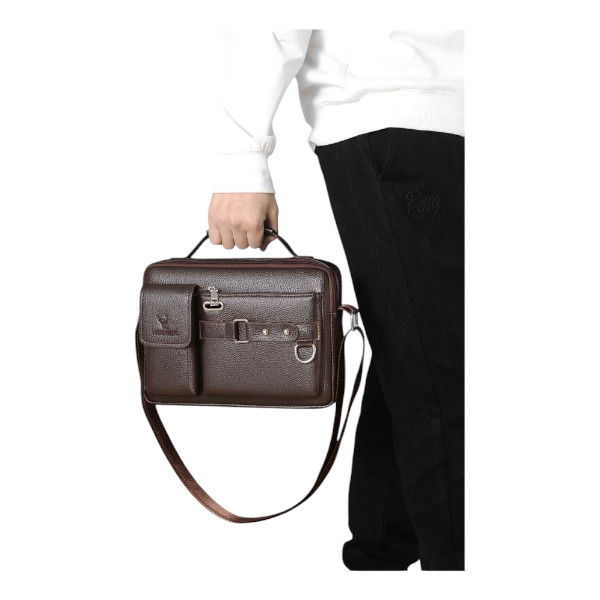 Men's Pu Leather Shoulder Bag (Chocolate)