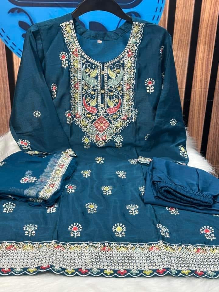 Chinon Georgette Embroidered Readymade Three Piece