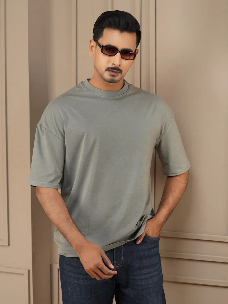 Men's Solid Drop Shoulder T-Shirt, Pure Cotton 160 GSM