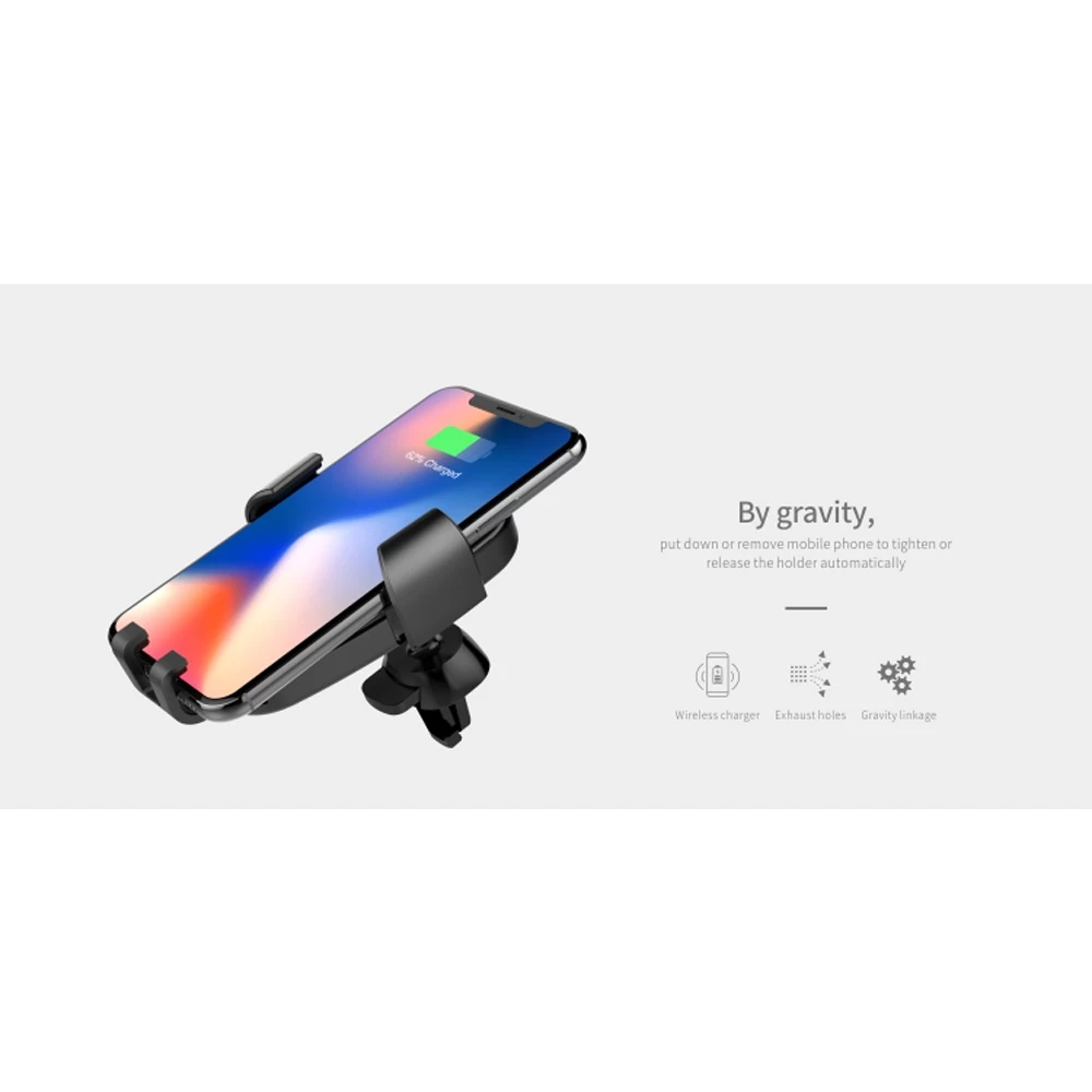 Havit H341 Qi Fast Wireless Charging Car Mount, Black