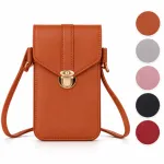 Women's PU Leather Phone Holder Crossbody Bag - Brown