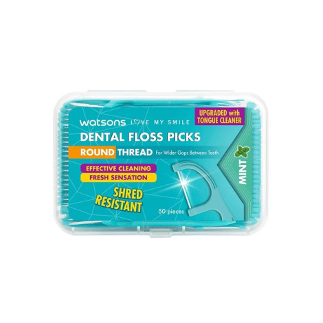 Watsons Floss Picks Round Thread Toothpick Mint 50pcs (China)