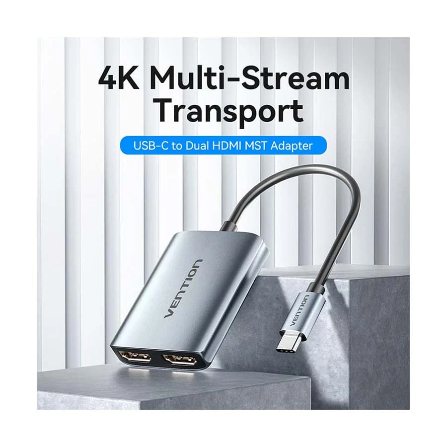 Vention ACZHB USB-C to Dual HDMI MST Converter 4K Gray