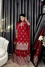 Soft Georgette Eid Party Three Piece with Sequin Work, 45 Inch Long