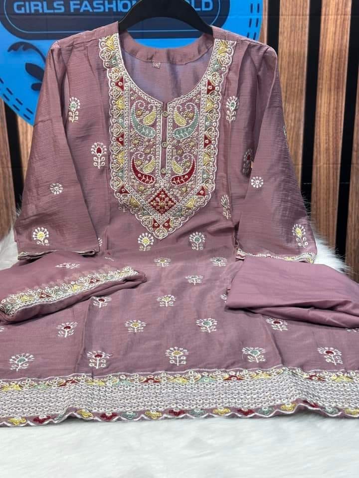 Chinon Georgette Embroidered Readymade Three Piece