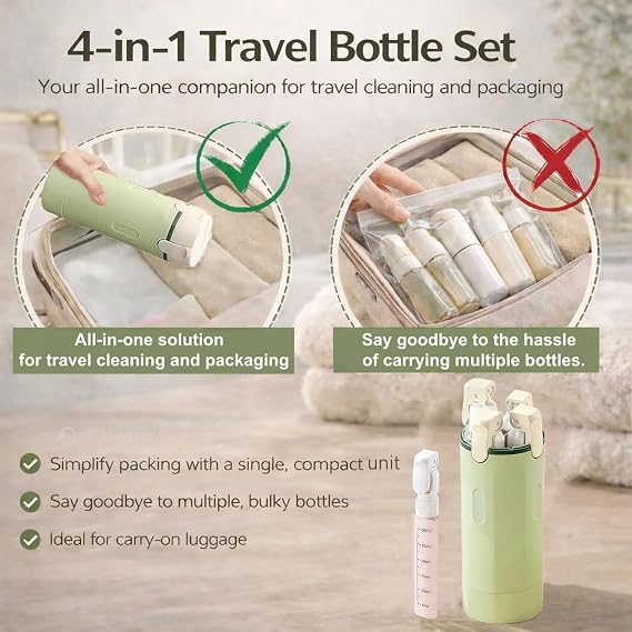 4-in-1 Travel Dispenser Bottle Set