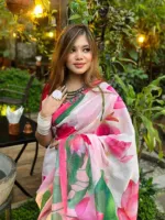Women's Digital Print Chanderi Silk Saree, Saree Only, 6 Colours