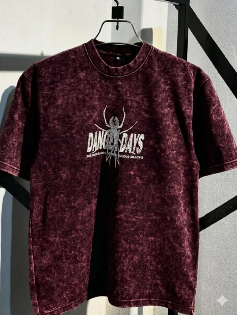 Men's Acid Wash Drop Shoulder T-Shirt, Pure Cotton 250 GSM