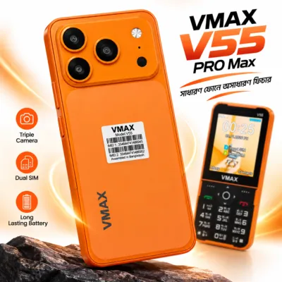 VMAX V55 PRO Max Feature Phone – 2.8" HD Display, 2500mAh, Dual SIM
