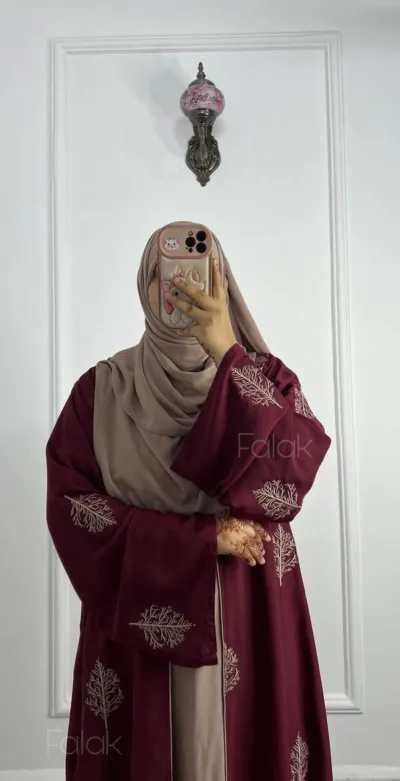 Embroidered Abaya with Koti and Half Sleeve Inner, Sizes 50 to 56