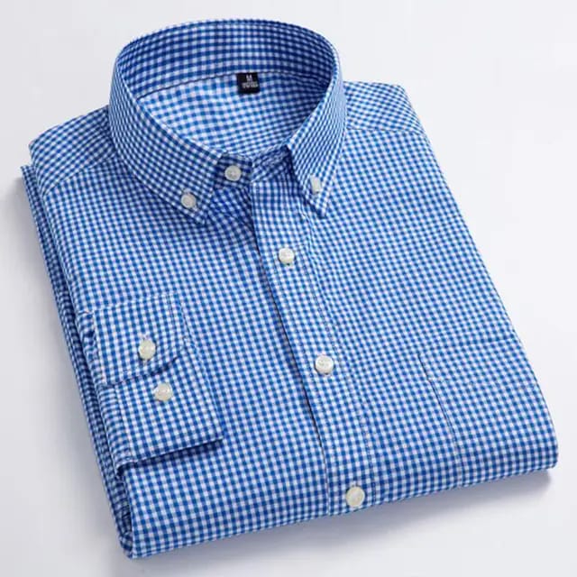 Men's Long Sleeve Office Check Shirt in Pure Cotton, M to XL