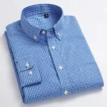Men's Long Sleeve Office Check Shirt in Pure Cotton, M to XL