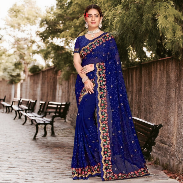 Stylish Indian Georgette Saree with Blouse Piece