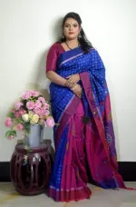 Women's Block Printed Dhupian Silk Saree, 6 Colour Choices