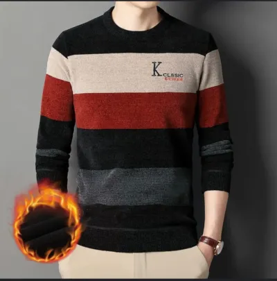 Men's Cotton and Wool Winter Sweater, 260 GSM, Sizes M to XXL