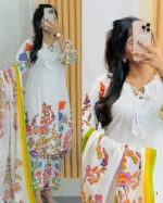 Readymade Micro Soft Digital Print Three Piece, Bindu Cotton Orna