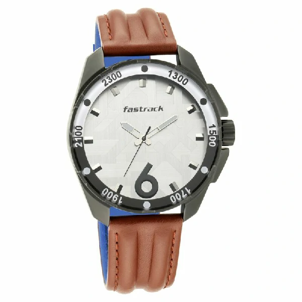 Fastrack NS3084NL04 Hitlist Quartz Analog White Dial Leather Strap Watch