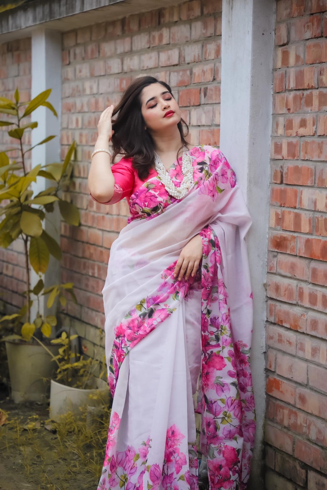 Women's Digital Print Chanduri Silk Saree, Blouse Included