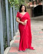Georgette Saree, 12 Haath, Without Blouse Piece, 6 Colours