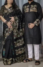 Matching Dhupian Silk Saree and Panjabi for Couples, 6 Colours