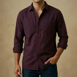 Men's Solid Colour Cotton Shirt (purple)