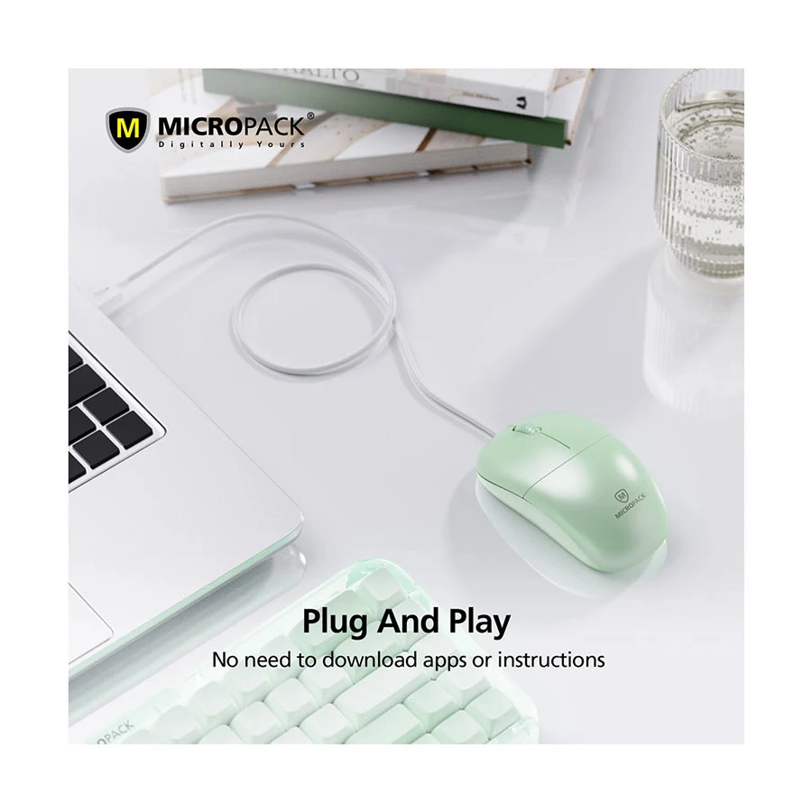 Micropack M-105 Silent Green Wired Optical Mouse