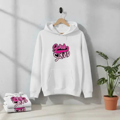 Premium Comfortable Printed Ladies Winter Hoodie ( White )