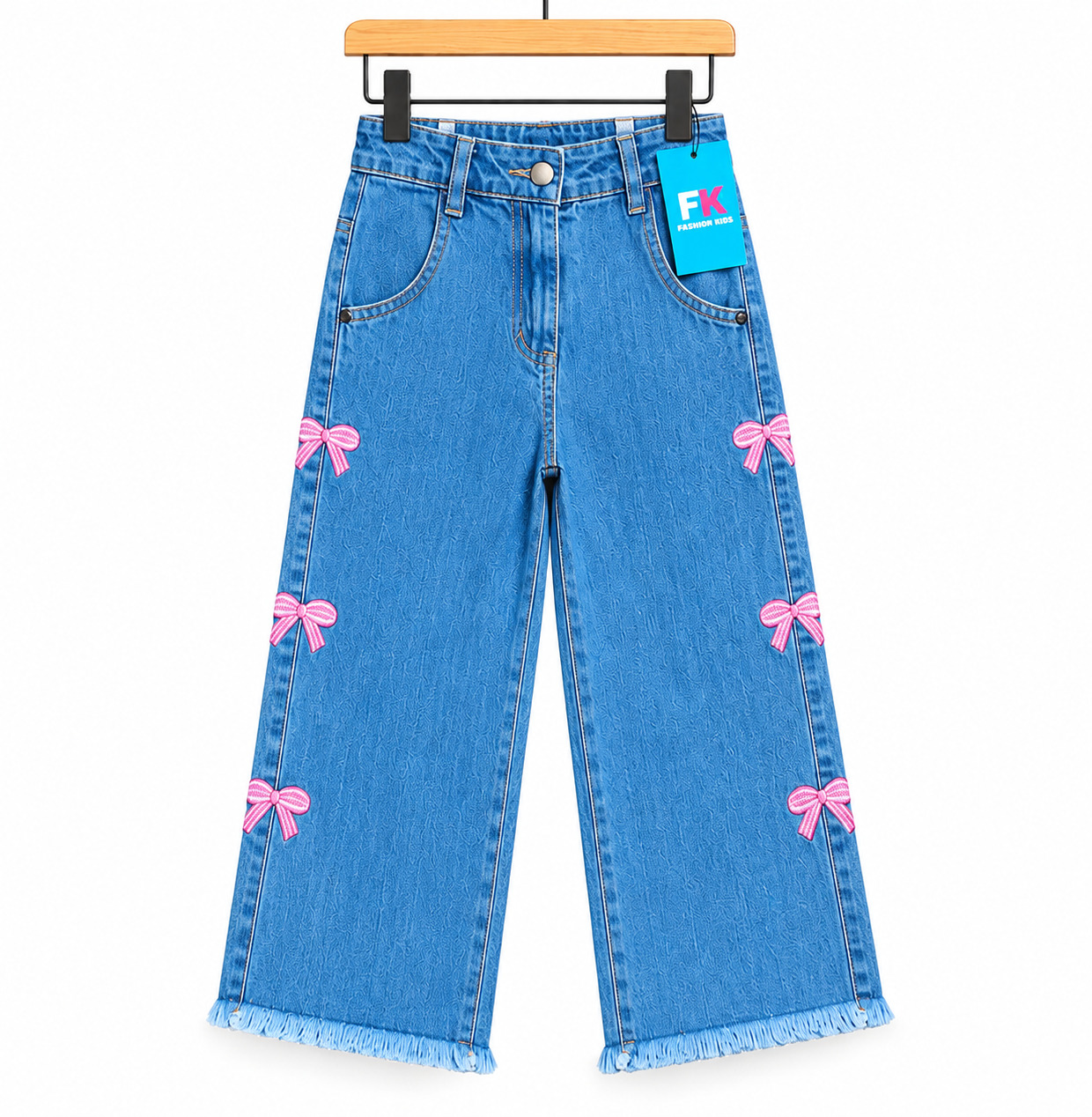 Girls' Pookie Design Cotton Denim Baggy Pant, 2 to 12 Years