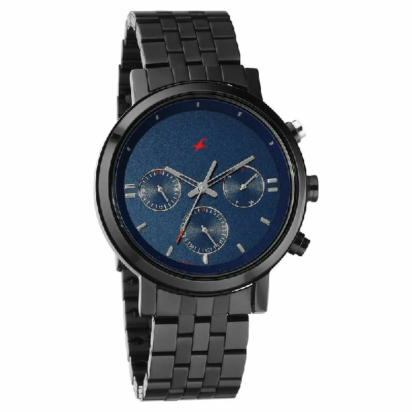 Fastrack 3287KM03 Tick Tock Quartz Analog Blue dial Metal Strap Watch