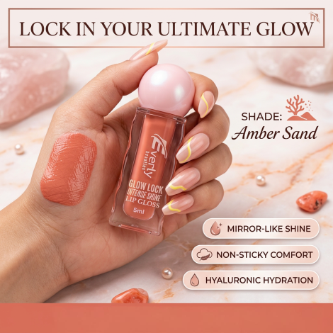 Everly Beauties Glow Lock Intense Shine Lip Gloss - Amber Sand (China)