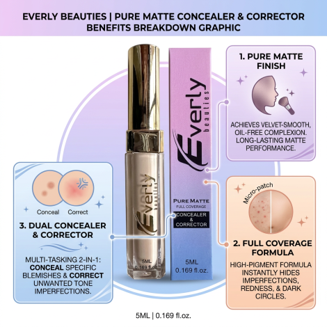 Everly Beauties Pure Matte Full Coverage Concealer & Corrector - Creamy Natural (China)