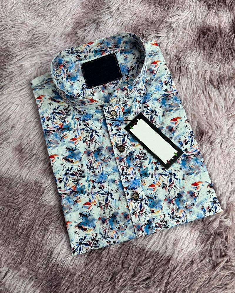Men's Cotton Digital Print Panjabi, Sizes M to XL, 4 Colours