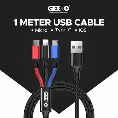 GEEOO DC-303 2.4A 3IN1 Super Fast Charging Cable