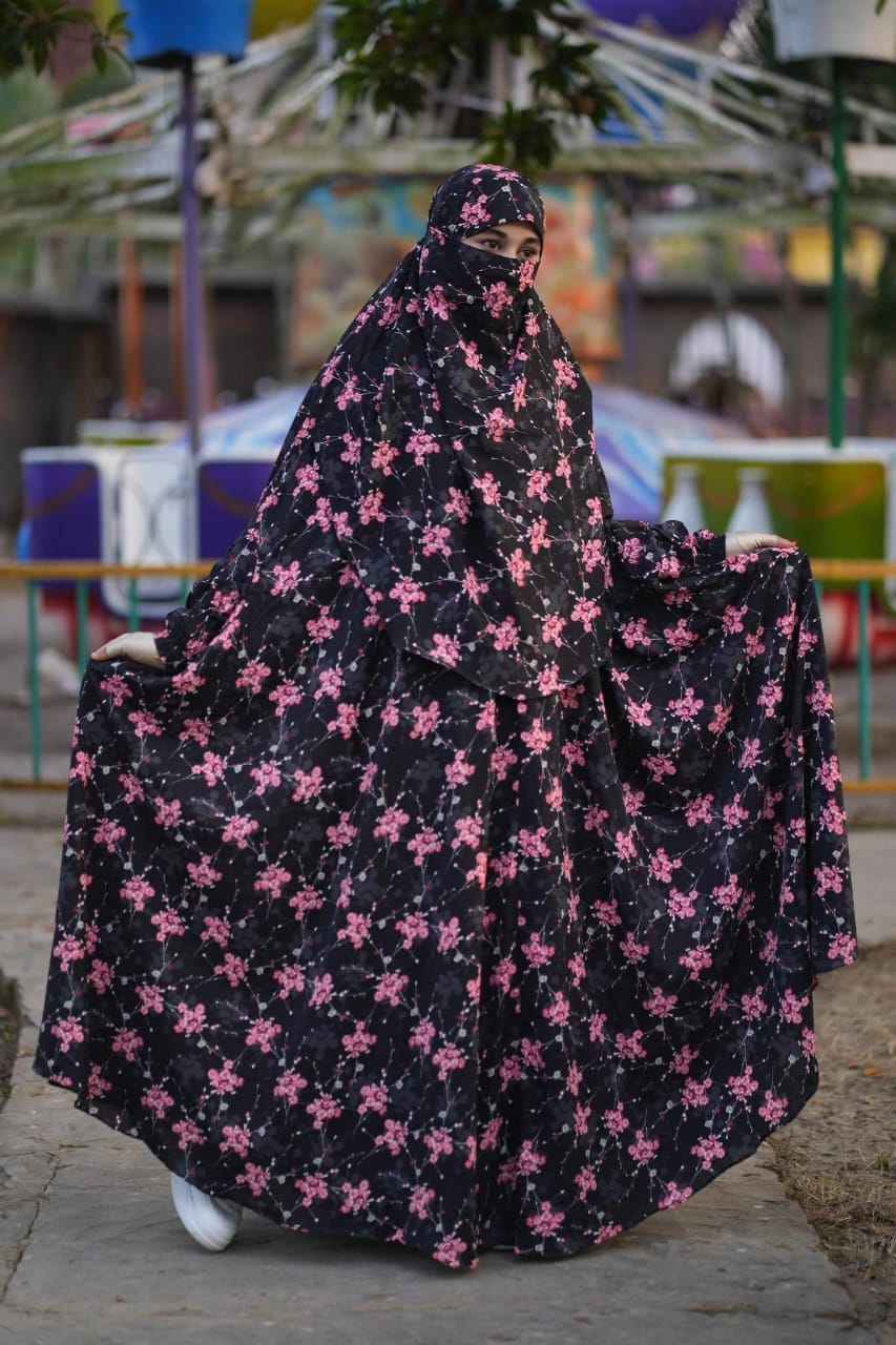 Women's Long Namaji Khimar with Alex Print, Free Size