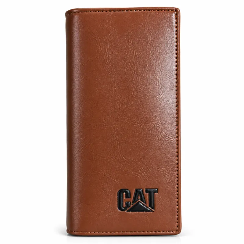 Long Leather Wallet with Magnetic Snap Button